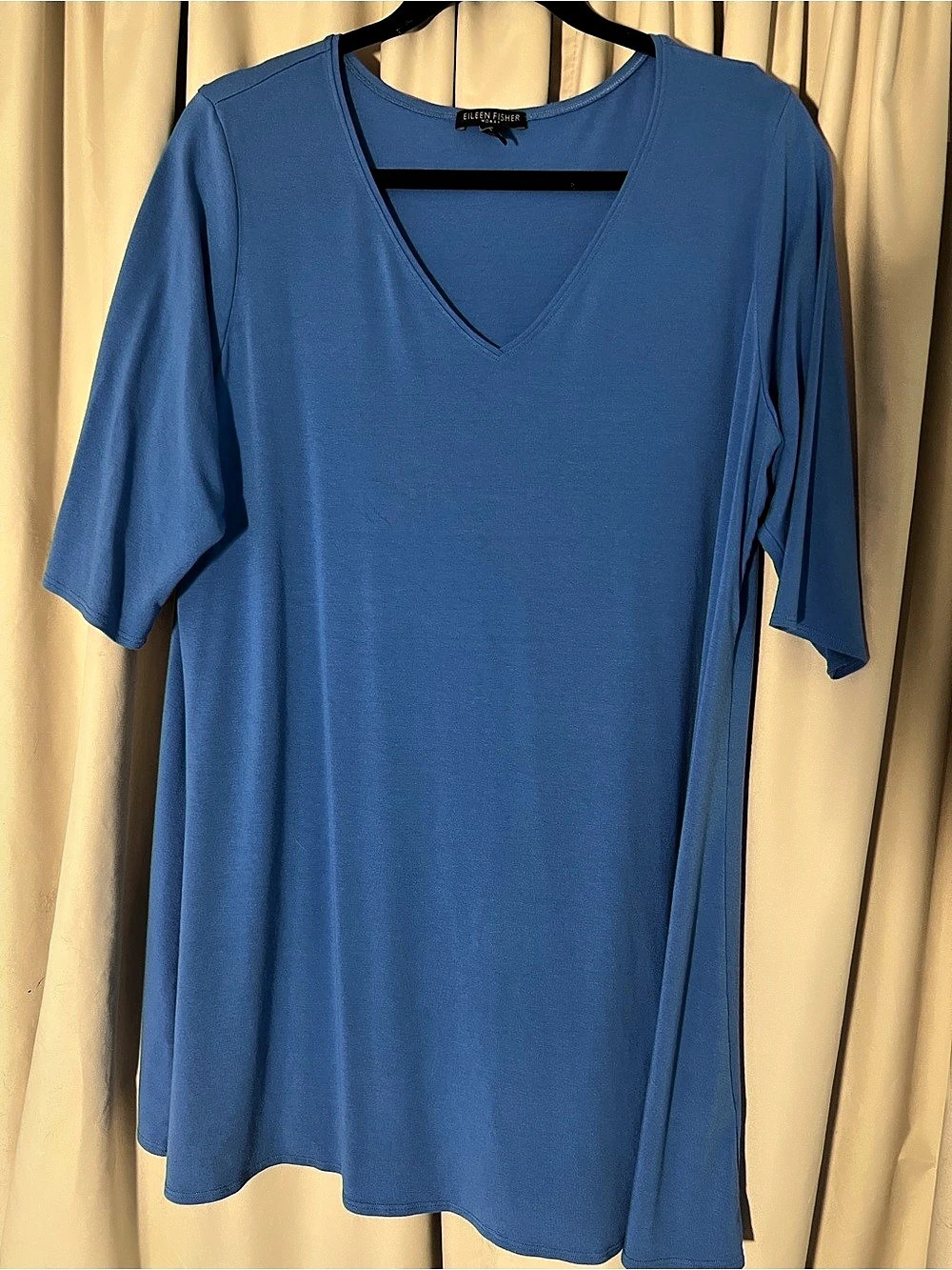 Eileen Fisher Viscose Jersey V-Neck Tunic Blue V-Neck Tunic Size 1X Like New